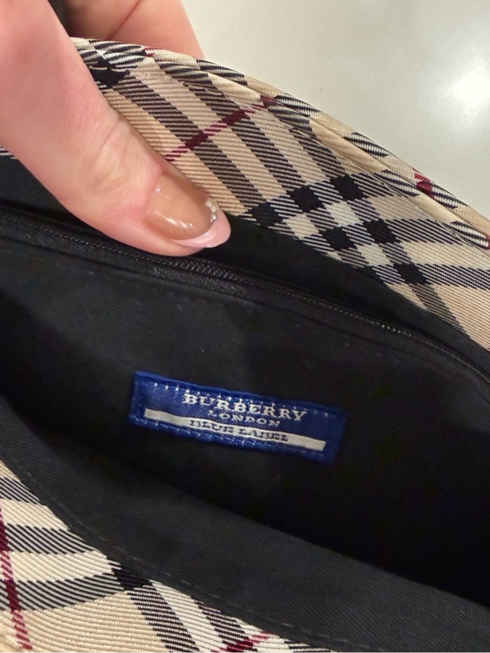Burberry Beige Check Tote with Dark Brown Leather Handles - Picture 7 of 15